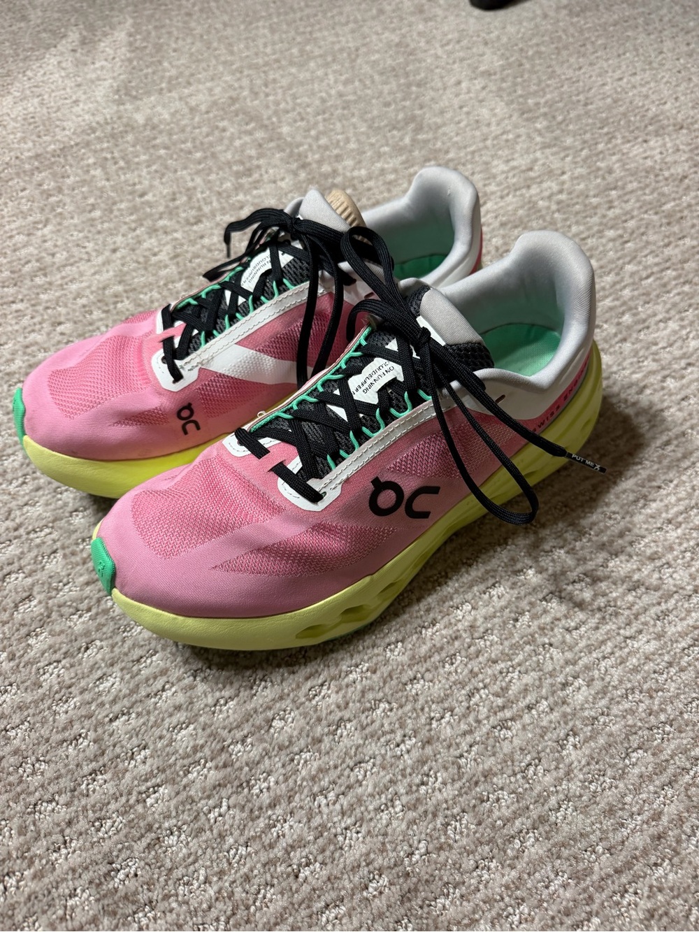 On Women's Cloudsurfer Next sneakers in Pink/Limelight, size 9.5W